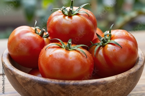 A bowl full of ripe tomatoes sitting on top of a table