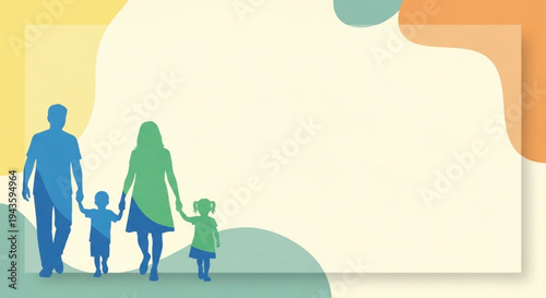 International Day of Families Social Awareness Poster with Family Silhouette Illustration