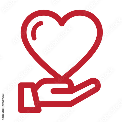 red heart shape held by open hand symbolizing love and care  a graphic representation of affection and support