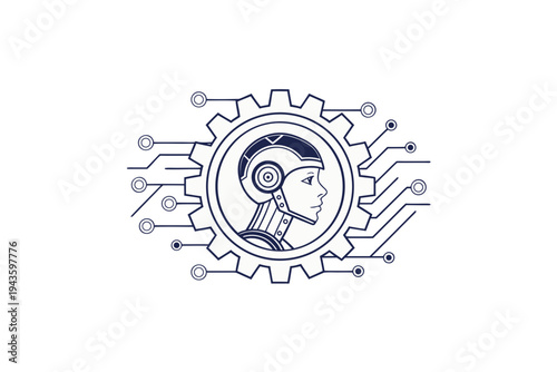 robot face gear eyes icon