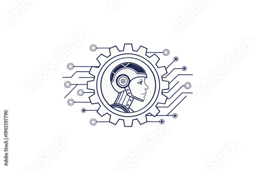 robot head gear crown icon