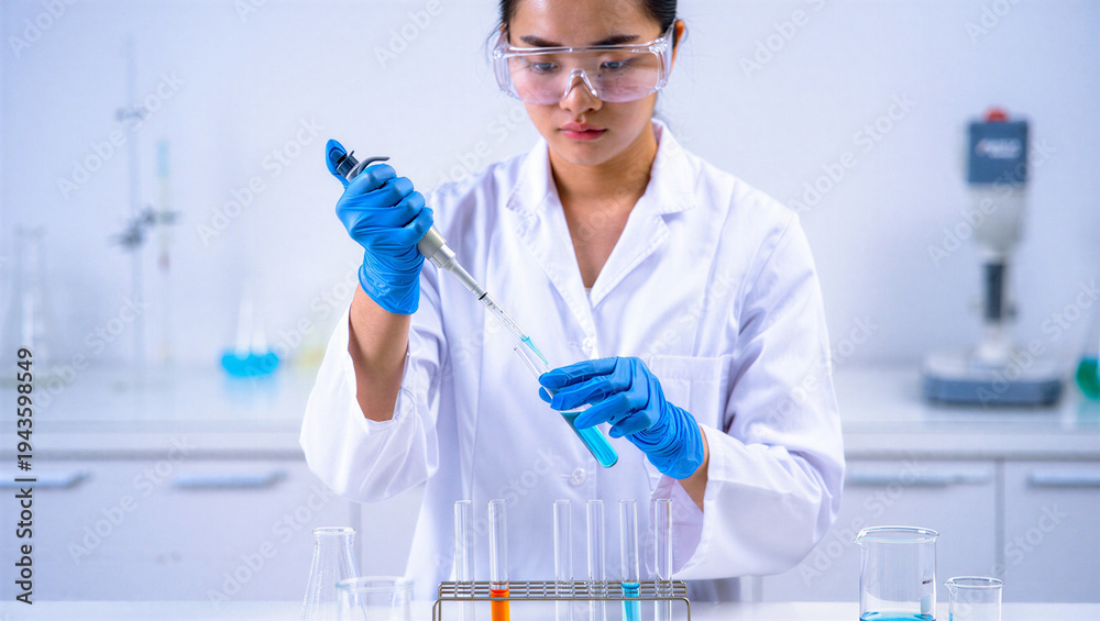 Fototapeta premium female scientist working in laboratory