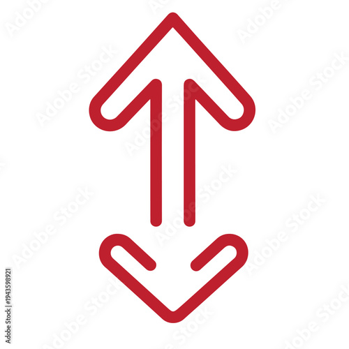 red up and down arrows icon symbol for ascending and descending movement or direction
