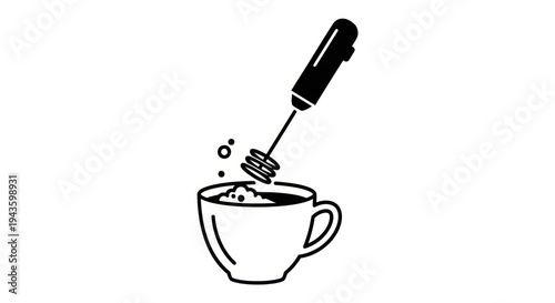 Fotografía Dynamic line illustration of a small electric whisk blending a comforting warm b