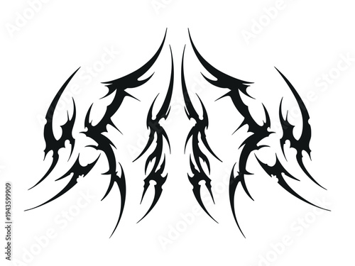 hand drawn gothic tribal for tattoo art illustrations, gothic spike dark art shape element