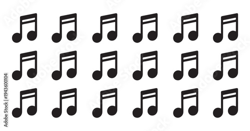 Seamless pattern of double musical notes in rows creating rhythmic background for audio related projects