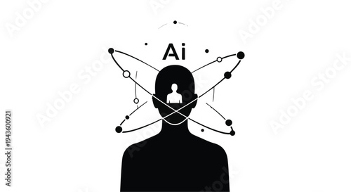 Abstract representation of artificial intelligence within a human mind, symbolizing innovation and thought.