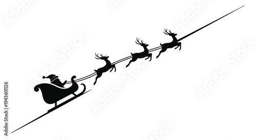 Santa Claus and reindeer flying through the night sky, spreading holiday cheer