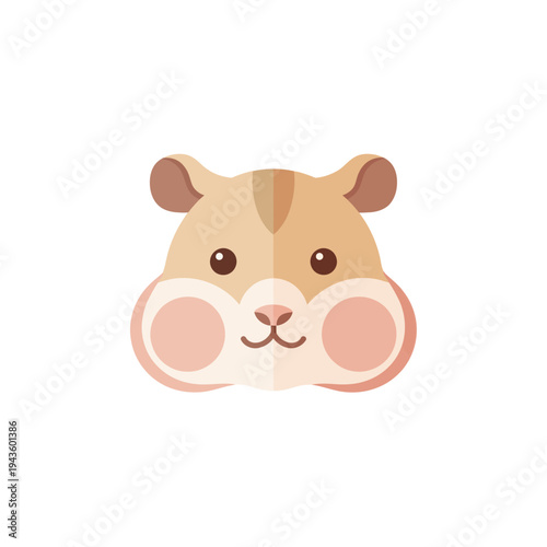 Cute hamster cartoon illustration in a simple flat vector style. Adorable small animal character with chubby cheeks and a friendly expression, perfect for children’s designs, nursery themes, stickers,