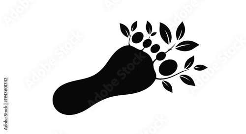 Footprint growing with leaves, symbolizing environmental impact and nature.