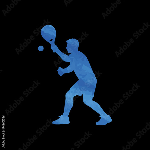 Silhouette of a padel player preparing for a forehand shot, ideal for coaching manuals and sports club posters.