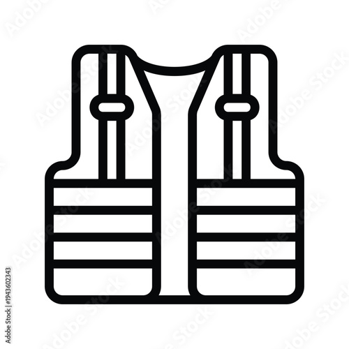 Bulletproof Vest Protection Gear. Single Line Icon.