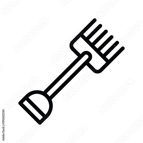 Black line art fork and spoon. Single Line Icon.