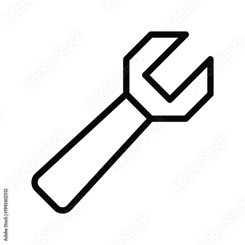 Adjustable Wrench Tool for Tightening Bolts. Single Line Icon.