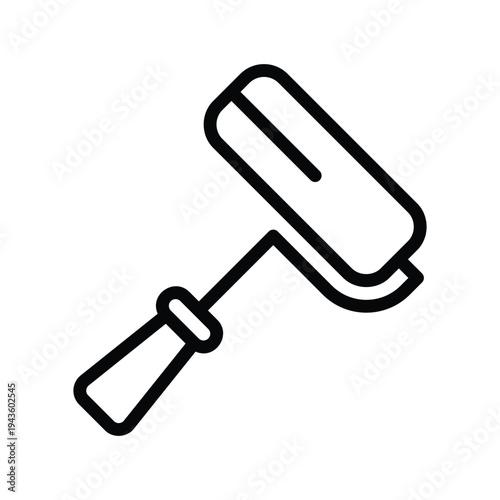 Black and white mallet icon. Single Line Icon.