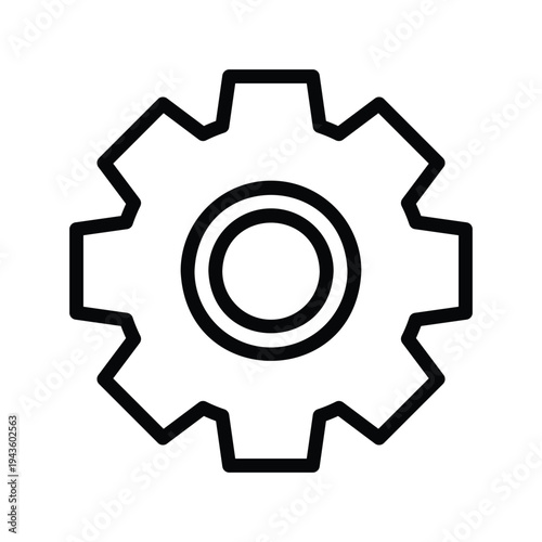 Black and white gear icon symbol. Single Line Icon.