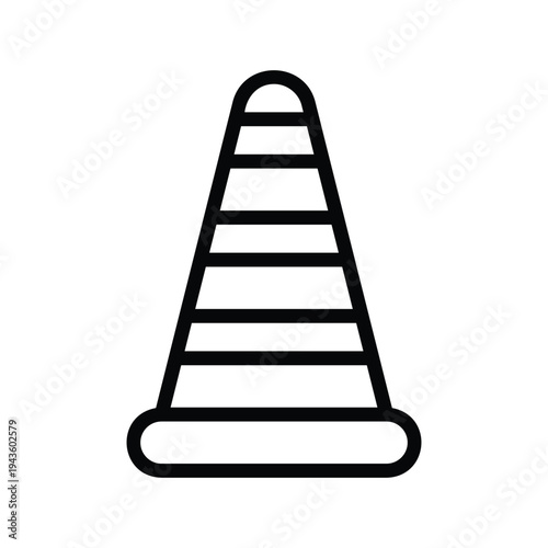 Traffic Cone Road Safety Warning Sign. Single Line Icon.