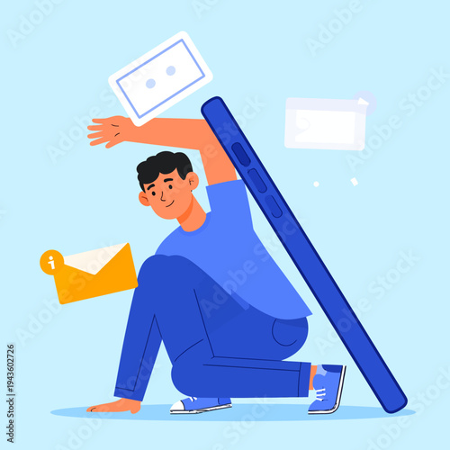 Man Slipping on Ladder with Money.
