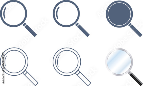 色んな種類の虫眼鏡マークの素材セット