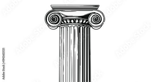 Elegant Ionic column architectural element for classic design projects