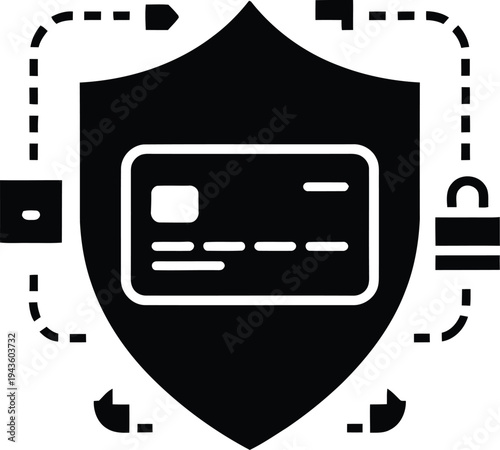 Secure credit card shield icon for online payment protection