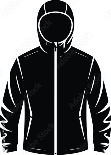 hooded windbreaker jacket silhouette lightweight sportswear vector illustration