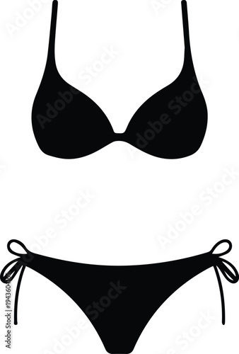 bikini silhouette two piece swimwear beach fashion vector illustration