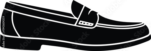 Penny loafer shoe silhouette classic casual footwear vector
