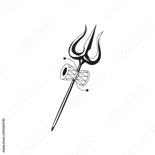 Lord Shiva Trishula and Damaru Symbol Illustration