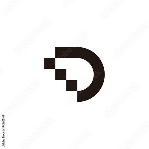 Letter D stairs, building geometric symbol simple logo vector