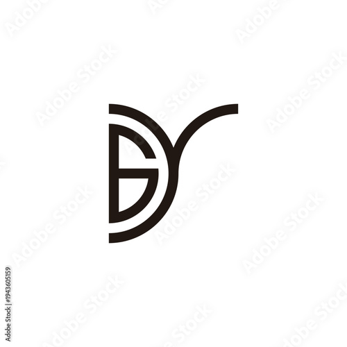 Number 6 and letter y curve geometric symbol simple logo vector
