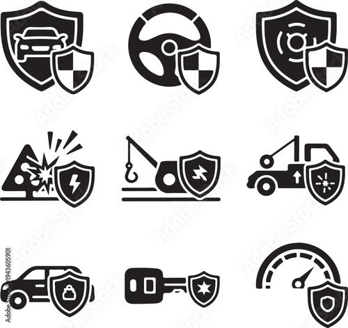 Vehicle safety and protection icons
