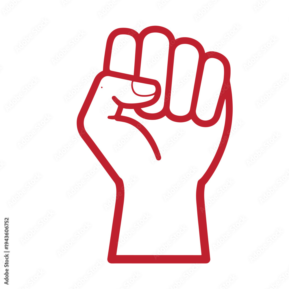 Obraz premium red fist icon raised hand symbol for protest or solidarity movement