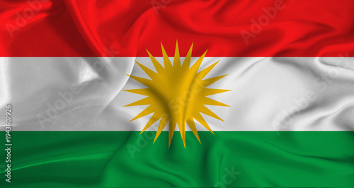 Canvas Print Realistic Kurdistan flag waving