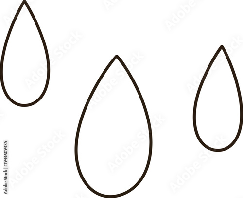 Hand Drawn Three Water Drops Line Art Cute Cartoon Droplet Icon Minimalist Doodle For Decoration