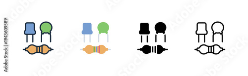 electronic material icon. outline glyph flat filled line style