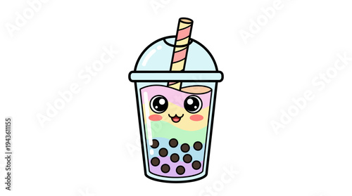 Cartoon image depicting a cute beverage with an animated face