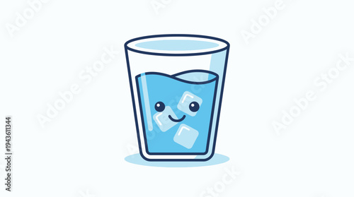 Cartoon image showing a glass of water with smiley face