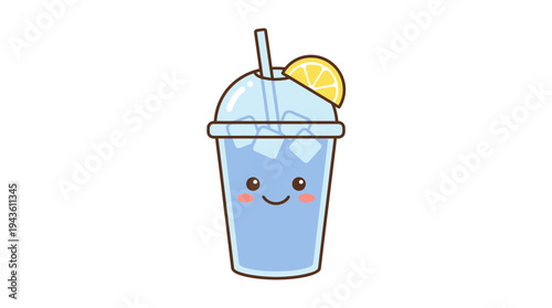 Cartoon showcasing a cute iced beverage with smiling face