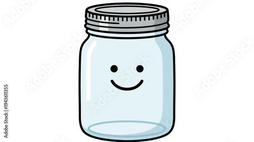 Cartoon jar with a smiley face and metal lid