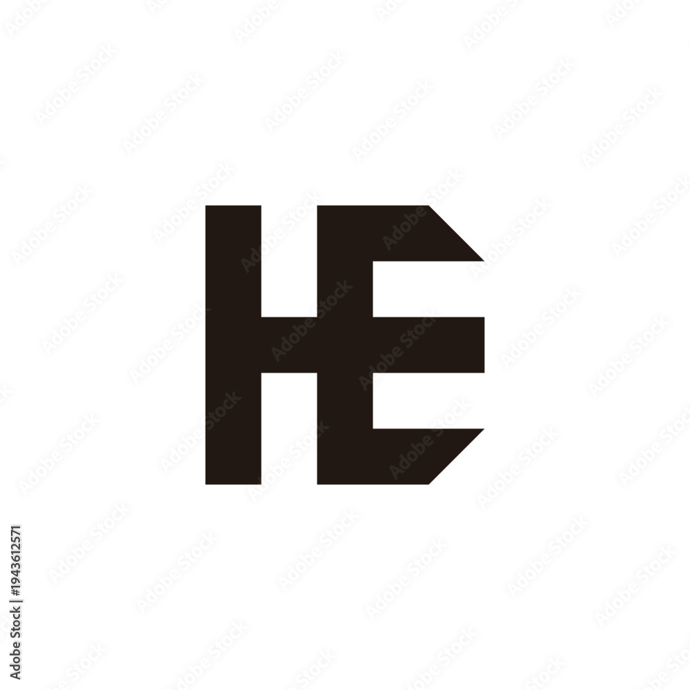 Obraz premium Letter HE square, D geometric symbol simple logo vector