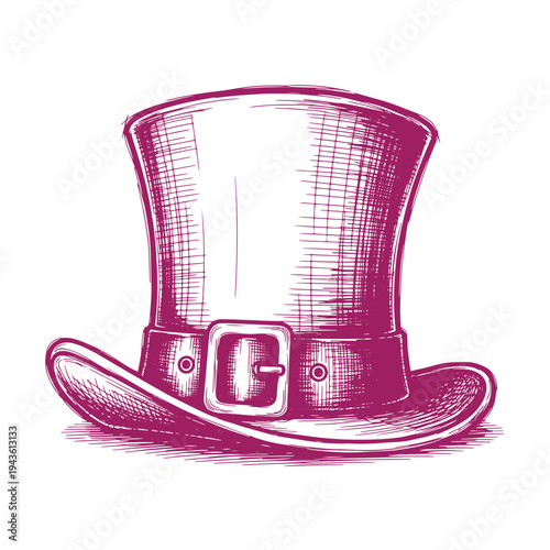 Pink cowboy hat with belt and buckle on white background  fashion accessory