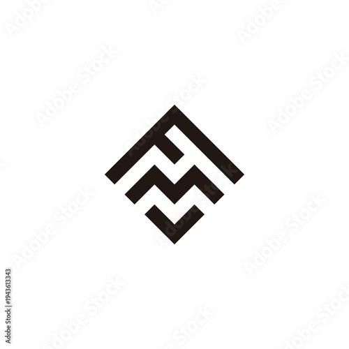 Letter F, m and v square, elegant geometric symbol simple logo vector
