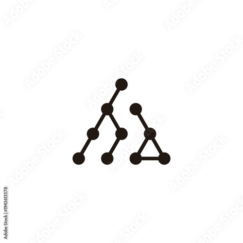 Letter hd triangle, molecules geometric symbol simple logo vector