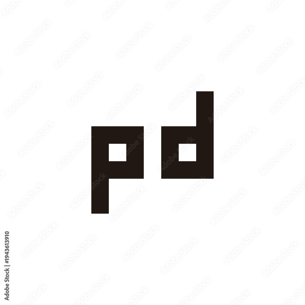 Obraz premium Letter pd square, glasses geometric symbol simple logo vector