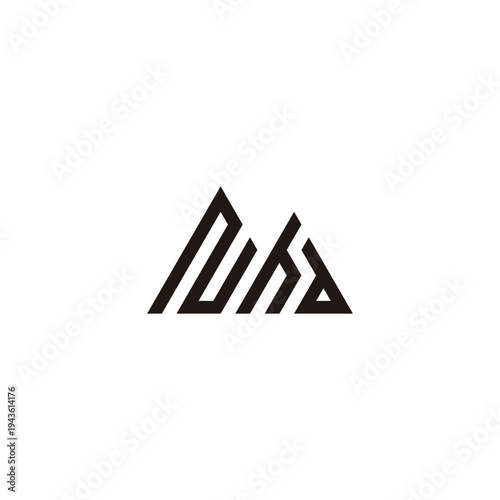 Letter N, h and d mountains geometric symbol simple logo vector