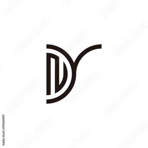 Letter Ny curve geometric symbol simple logo vector