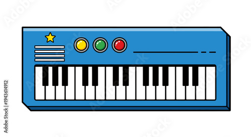 Playful Blue Keyboard Illustration for Kids and Music Enthusiasts.