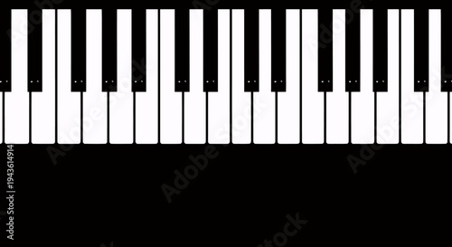 Close-up of a piano keyboard with black keys against a black background.