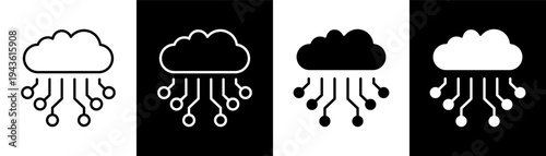 cloud computing white icon set design